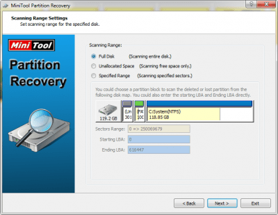 Screenshot of the application MiniTool Partition Recovery - #3