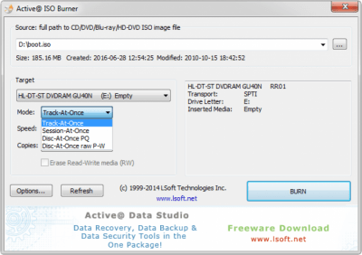 Screenshot of the application Active@ ISO Burner - #1