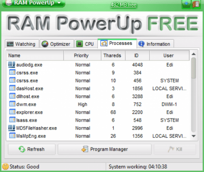 Screenshot of the application RAM PowerUp - #2