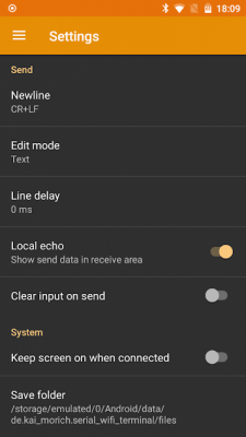 Screenshot of the application Serial WiFi Terminal - #8