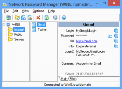 Screenshot of the application Network Password Manager - #1