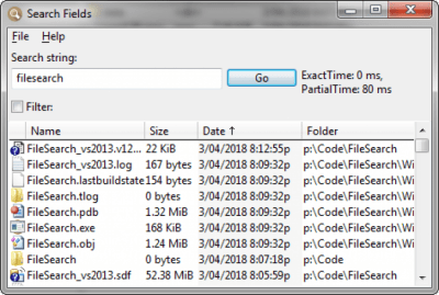 Screenshot of the application FileSearch - #1