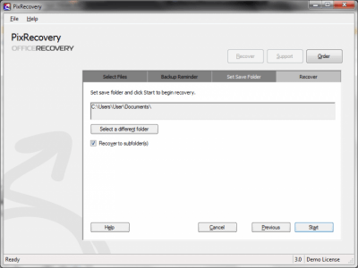 Screenshot of the application PixRecovery - #1