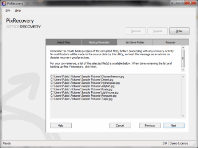 Screenshot of the application PixRecovery - #2