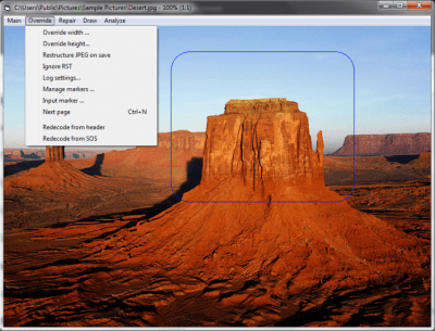 Screenshot of the application JPEGfix - #4