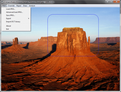 Screenshot of the application JPEGfix - #5