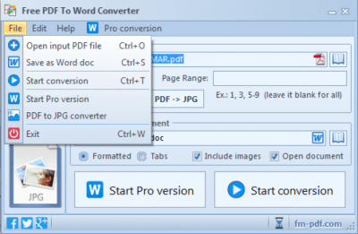 Screenshot of the application FM Studio Free PDF To Word Converter - #1