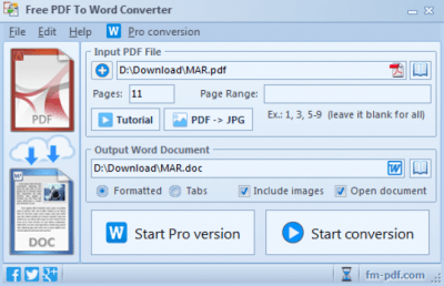 Screenshot of the application FM Studio Free PDF To Word Converter - #3