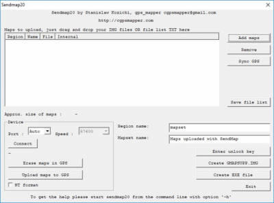 Screenshot of the application SendMap - #1