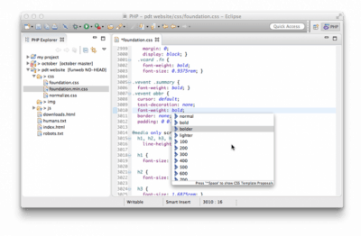 Screenshot of the application Eclipse PHP Development Tools - #2