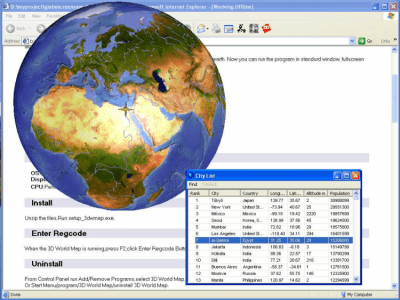 Screenshot of the application 3D World Map - #1