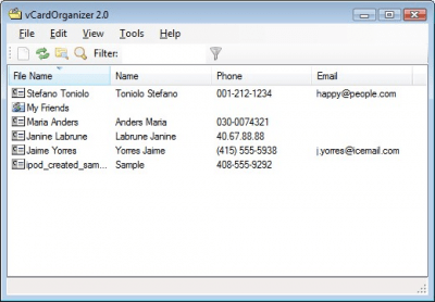 Screenshot of the application vCardOrganizer - #4