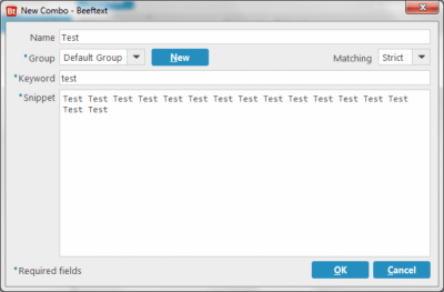 Screenshot of the application Beeftext - #2
