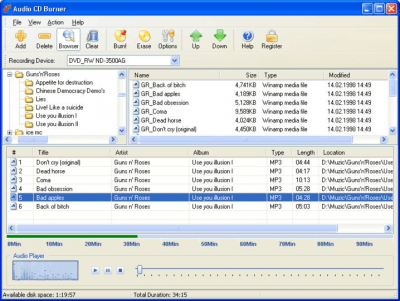 Screenshot of the application Audio CD Burner - #1