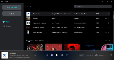 Screenshot of the application TIDAL - #3