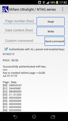 Screenshot of the application RFID NFC Tool - #3