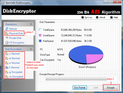 Screenshot of the application DiskEncryptor - #1