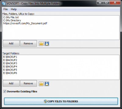 Screenshot of the application Copy Files Into Multiple Folders - #1