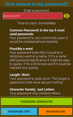 Screenshot of the application How Secure Is My Password? - #1