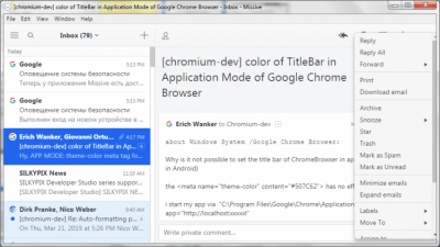 Screenshot of the application Missive for Windows - #3