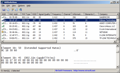 Screenshot of the application WifiInfoView - #1