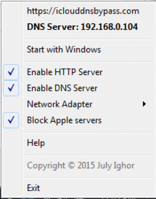 Screenshot of the application Local iCloud DNS Bypass Server - #1