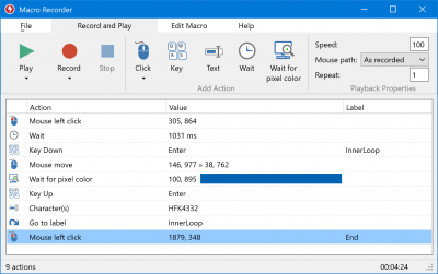 Screenshot of the application Macro Recorder - #1