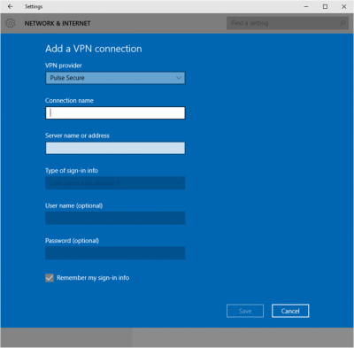 Screenshot of the application Pulse Secure - #3