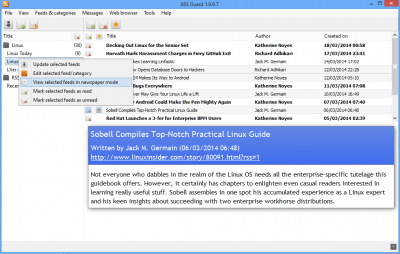 Screenshot of the application RSS Guard - #3