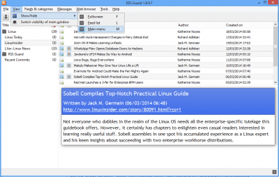 Screenshot of the application RSS Guard - #7