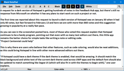 Screenshot of the application Black NotePad - #3