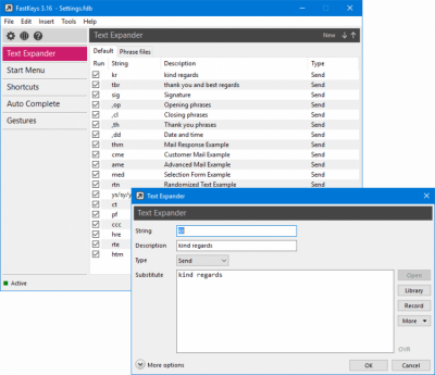Screenshot of the application FastKeys - #5
