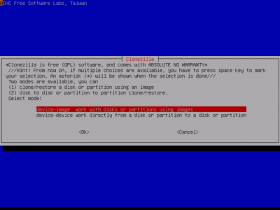 Screenshot of the application Clonezilla - #6