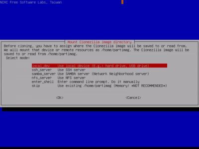 Screenshot of the application Clonezilla - #7