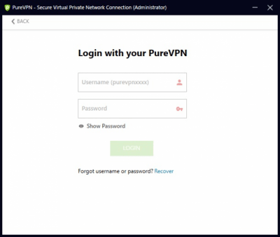 Screenshot of the application PureVPN - #2