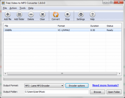 Screenshot of the application AbyssMedia Free Video to MP3 Converter - #1