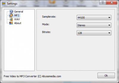 Screenshot of the application AbyssMedia Free Video to MP3 Converter - #2