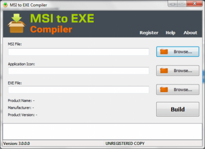 Screenshot of the application MSI to EXE Compiler - #1