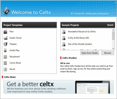 Screenshot of the application Celtx - #1