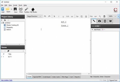 Screenshot of the application Celtx - #3