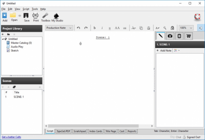 Screenshot of the application Celtx - #5