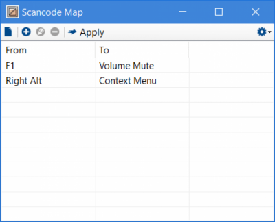 Screenshot of the application Scancode Map - #1