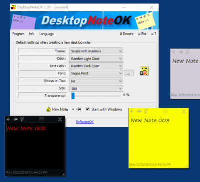 Screenshot of the application DesktopNoteOK - #3