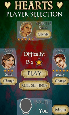 Screenshot of the application Hearts Free - #3