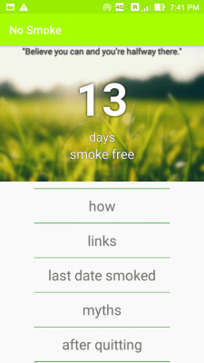 Screenshot of the application No Smoke - #2