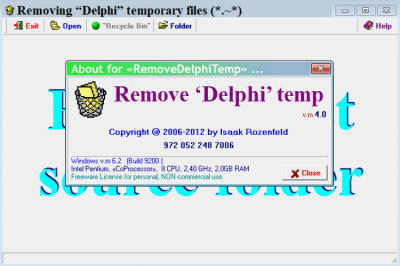 Screenshot of the application RemoveDelphiTemp - #2