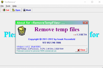 Screenshot of the application RemoveTempFiles - #5