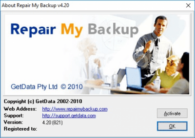 Screenshot of the application Repair My Backup - #5