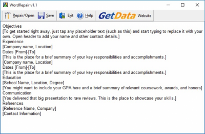 Screenshot of the application Repair My Word - #3
