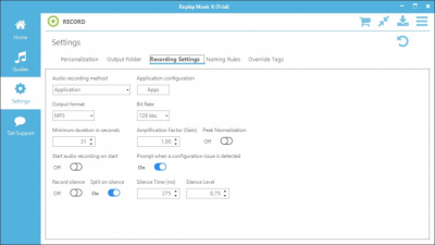 Screenshot of the application Replay Music - #5